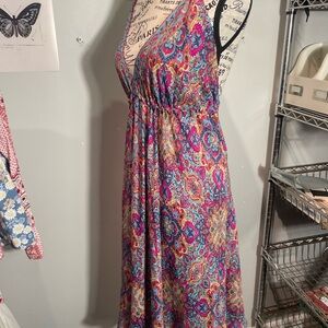 India Boutique Paisley Print Halter Dress Open Back or Coverup midi